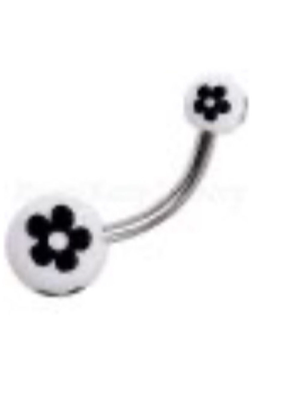 White Belly Ring with Black daisy